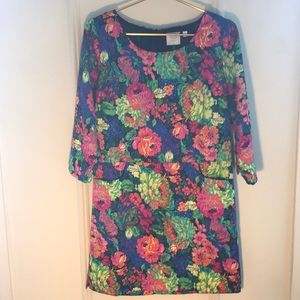 Anthro technicolor dress w pockets